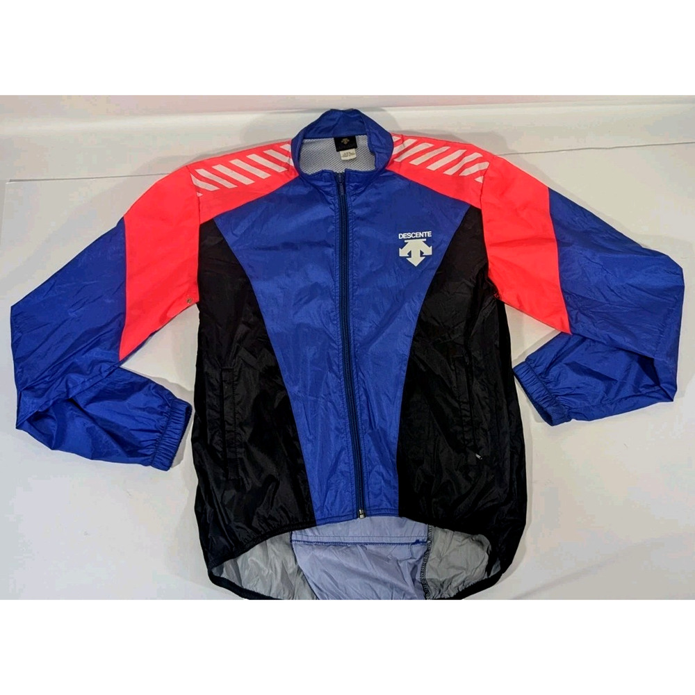 Descente cycling jacket men size large neon pink blue windbreaker Korea vintage